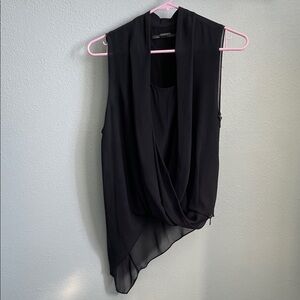 All Saints Black Draped Asymmetric Sleeveless Camisole